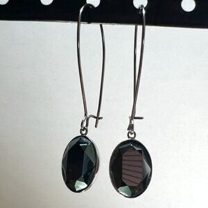 Gently Used Authentic Swarovski Silver Tone Puzzle Jet Hematite Crystal Earrings